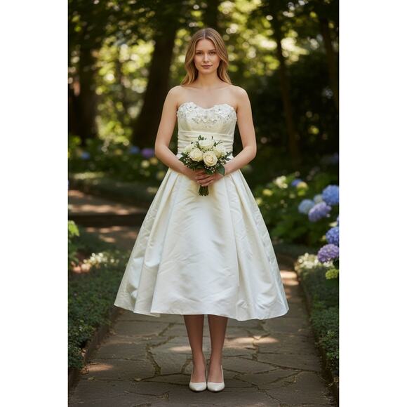 Tea Length Galina Wedding Dress Size 10 - Picture 6 of 6